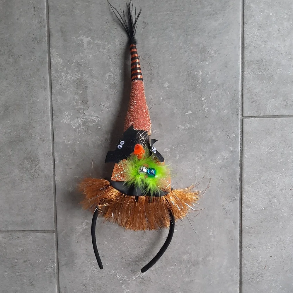 Halloween Witch Headband with Orange and Green Accents - Picture 1 of 1